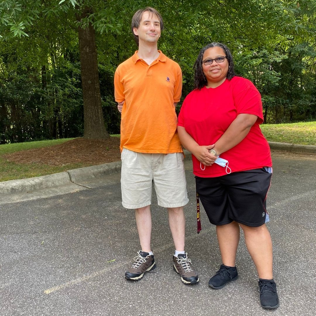 DSP Joanna Watson, right, with person supported Justin.